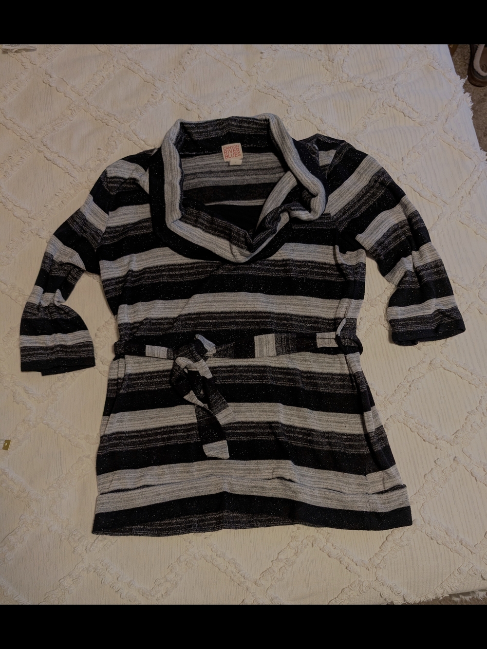Canyon River Blues Black & Gray Striped Knit Top